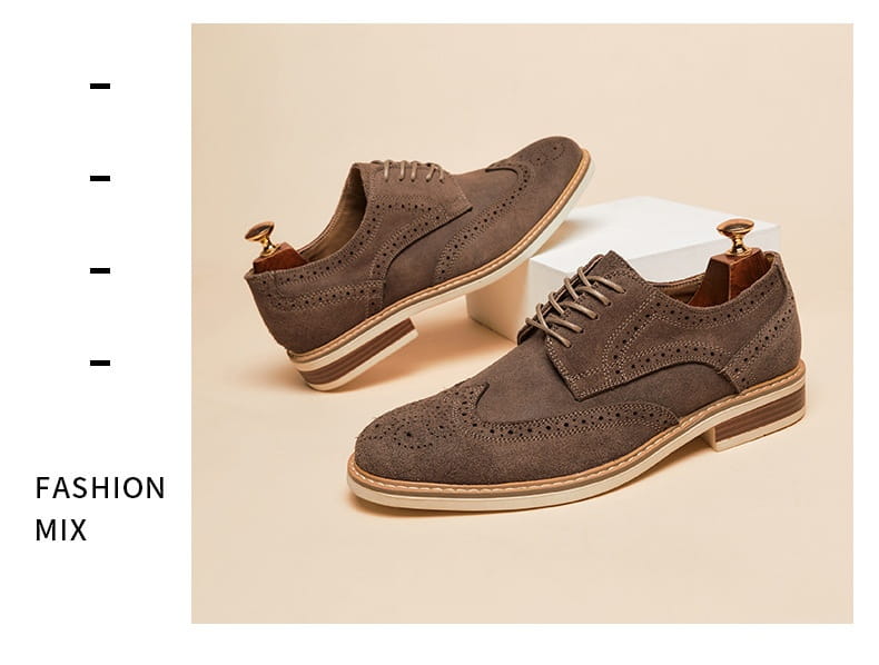 New Spring And Summer Genuine Leather Cow Suede Brogue Formal Business Men’s Leather Shoes