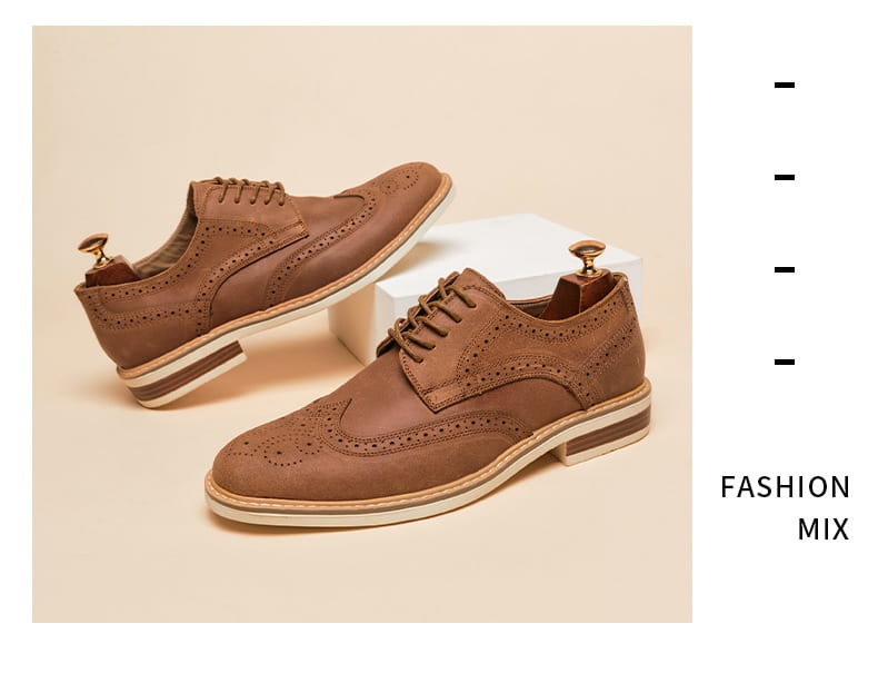 New Spring And Summer Genuine Leather Cow Suede Brogue Formal Business Men’s Leather Shoes