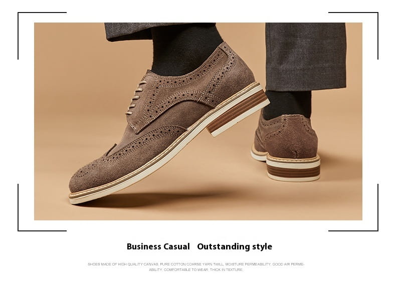 New Spring And Summer Genuine Leather Cow Suede Brogue Formal Business Men’s Leather Shoes
