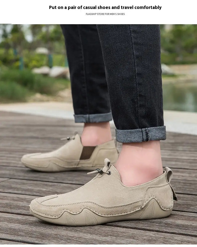 Leather Casual Men’s Shoes Breathable Slip-on