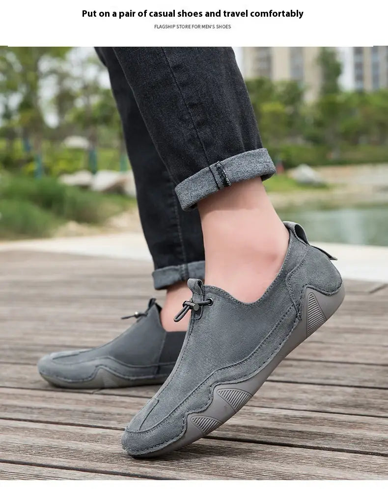 Leather Casual Men’s Shoes Breathable Slip-on