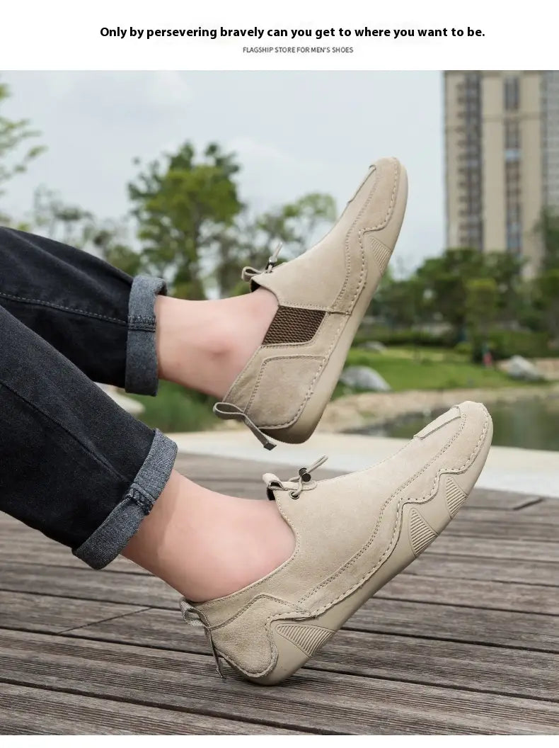 Leather Casual Men’s Shoes Breathable Slip-on