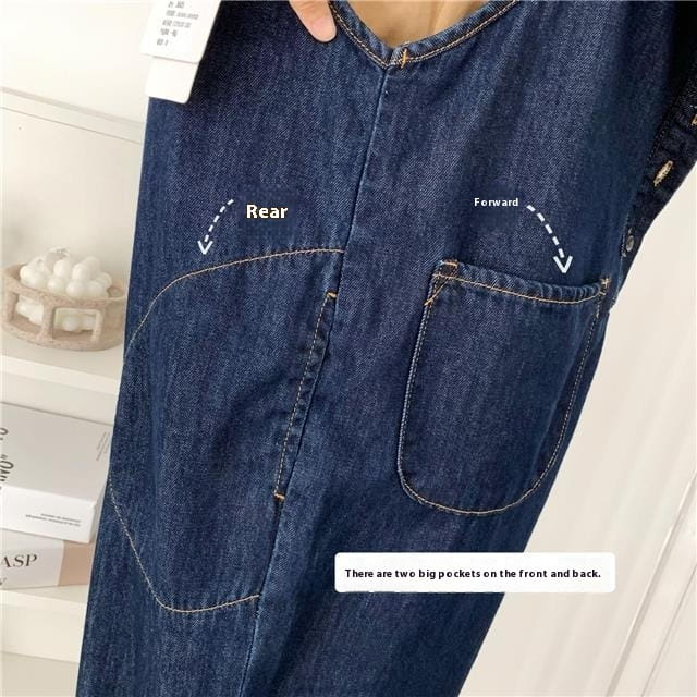 High Waist Slimming Denim Suspender Pants For Women