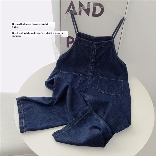 High Waist Slimming Denim Suspender Pants For Women