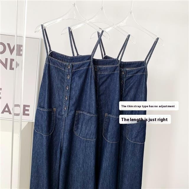 High Waist Slimming Denim Suspender Pants For Women