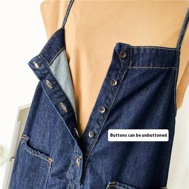 High Waist Slimming Denim Suspender Pants For Women