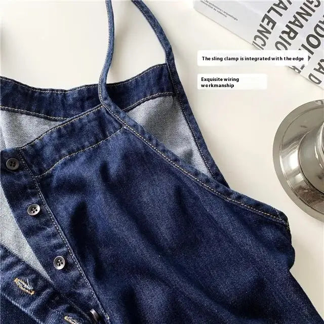 High Waist Slimming Denim Suspender Pants For Women
