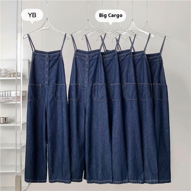 High Waist Slimming Denim Suspender Pants For Women
