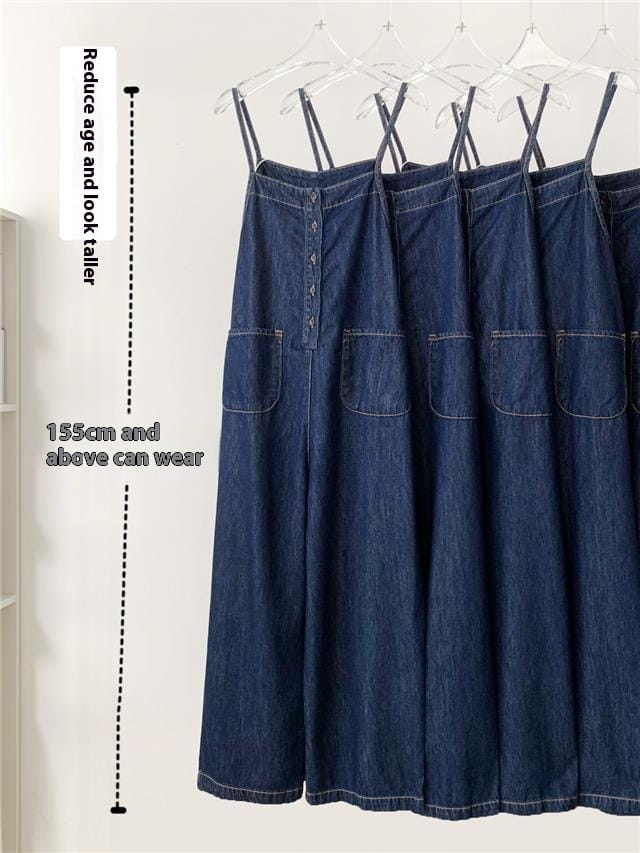 High Waist Slimming Denim Suspender Pants For Women