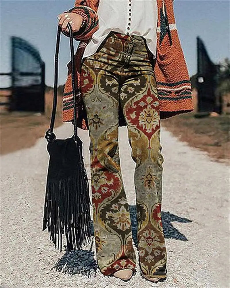 Women’s Pants 3D Printed Wide-leg Pants Loose Casual