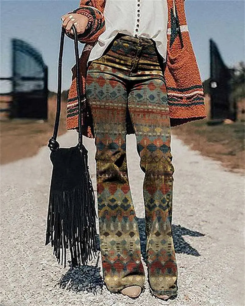 Women’s Pants 3D Printed Wide-leg Pants Loose Casual
