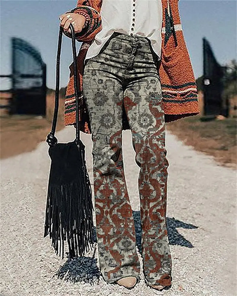 Women’s Pants 3D Printed Wide-leg Pants Loose Casual
