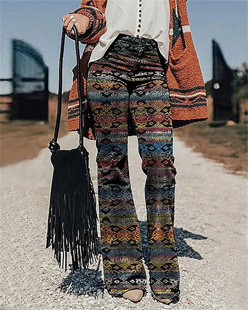 Women’s Pants 3D Printed Wide-leg Pants Loose Casual