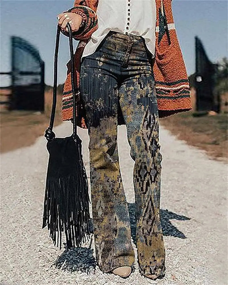 Women’s Pants 3D Printed Wide-leg Pants Loose Casual