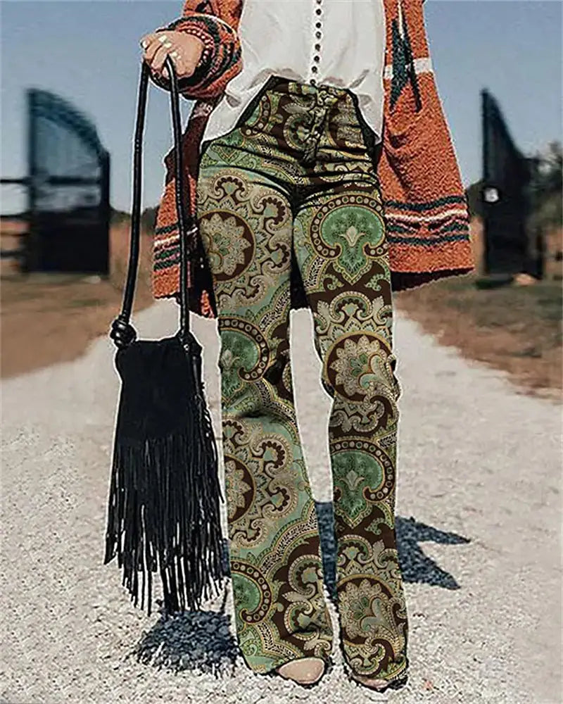 Women’s Pants 3D Printed Wide-leg Pants Loose Casual