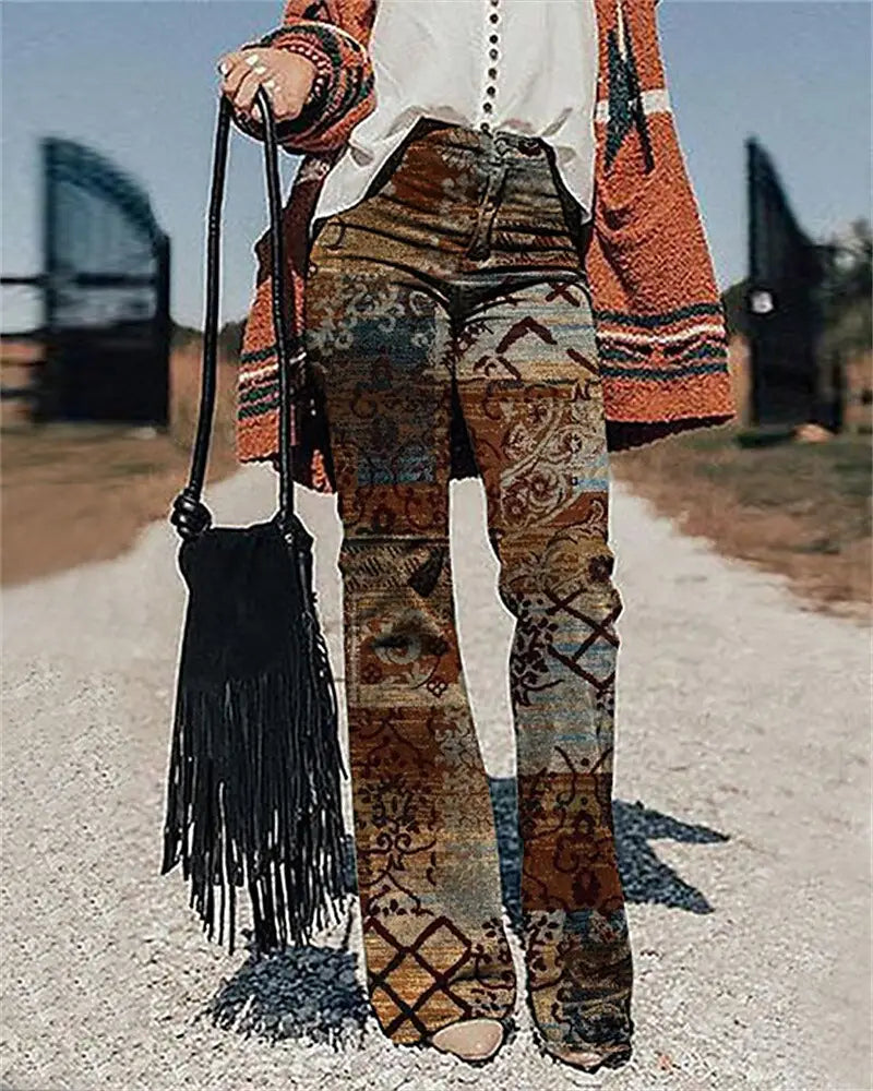 Women’s Pants 3D Printed Wide-leg Pants Loose Casual