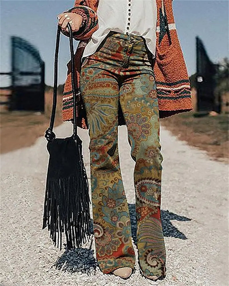 Women’s Pants 3D Printed Wide-leg Pants Loose Casual