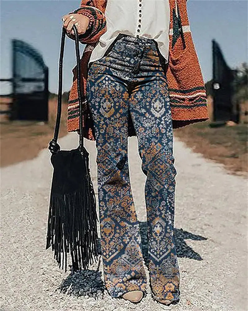 Women’s Pants 3D Printed Wide-leg Pants Loose Casual