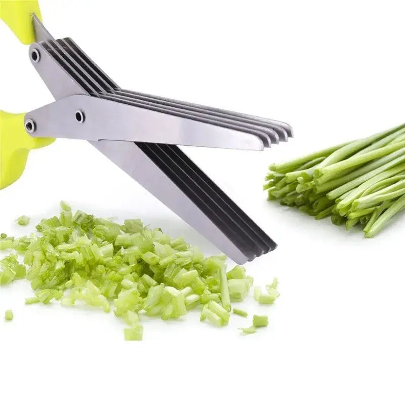 Multifunctional Multi-layer Green Onion Scissors Stainless Steel Onion Cutting Knife Herb Seaweed Spice Scissors