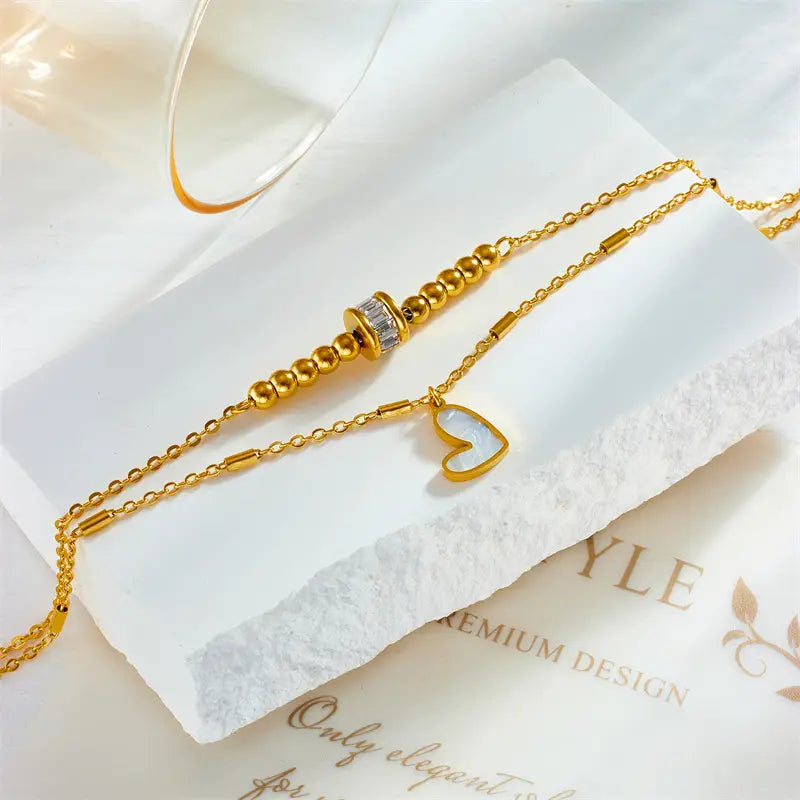 Fashion Jewelry Boho Classic Love Heart Ankle Chain Double Layer Chain Bracelet Anklet Charm Tassel Leg Chain On Foot