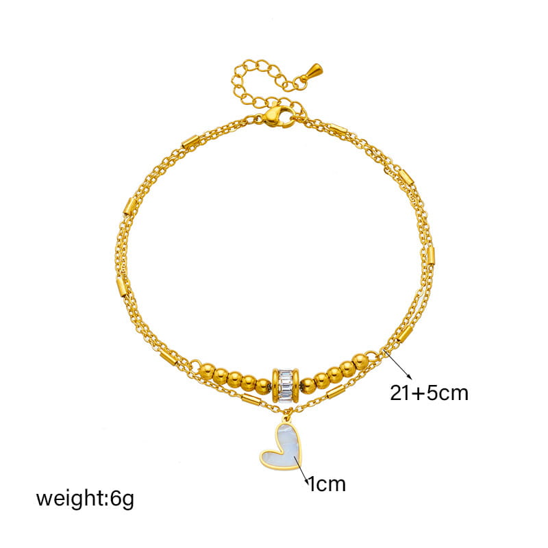 Fashion Jewelry Boho Classic Love Heart Ankle Chain Double Layer Chain Bracelet Anklet Charm Tassel Leg Chain On Foot