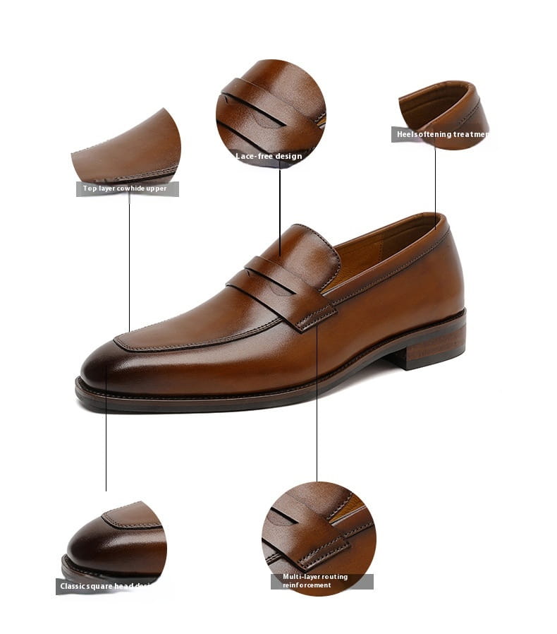Men’s Leather Shoes Business First Layer Cowhide Lazy