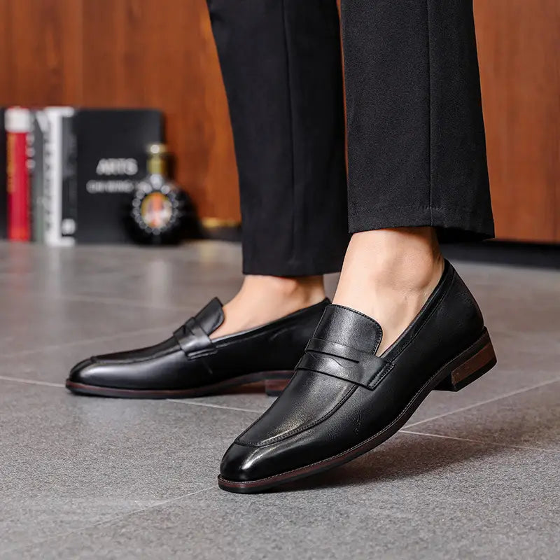 Men’s Leather Shoes Business First Layer Cowhide Lazy