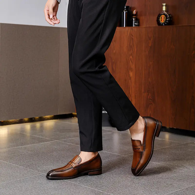 Men’s Leather Shoes Business First Layer Cowhide Lazy