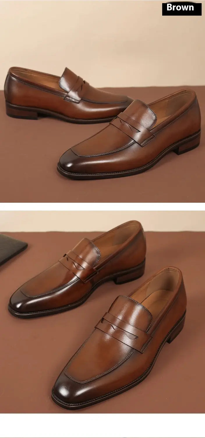 Men’s Leather Shoes Business First Layer Cowhide Lazy