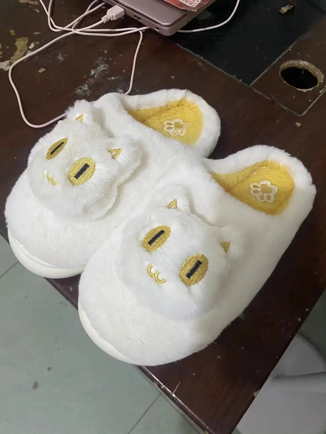 Cotton Slippers Plush Cartoon Cat Platform Non-slip Slippers