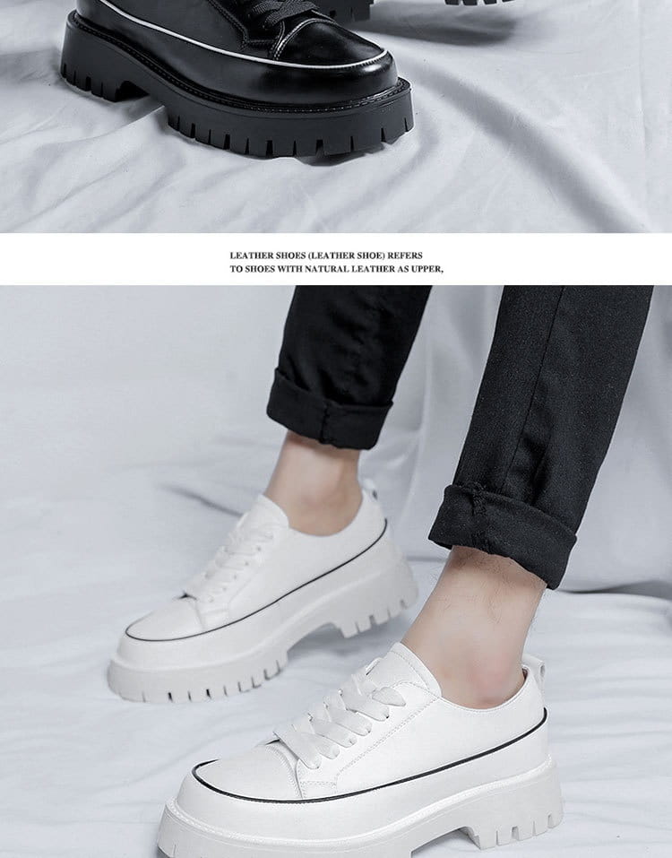 Round Toe Color-blocking Stitching Low Heel Platform Casual Shoes
