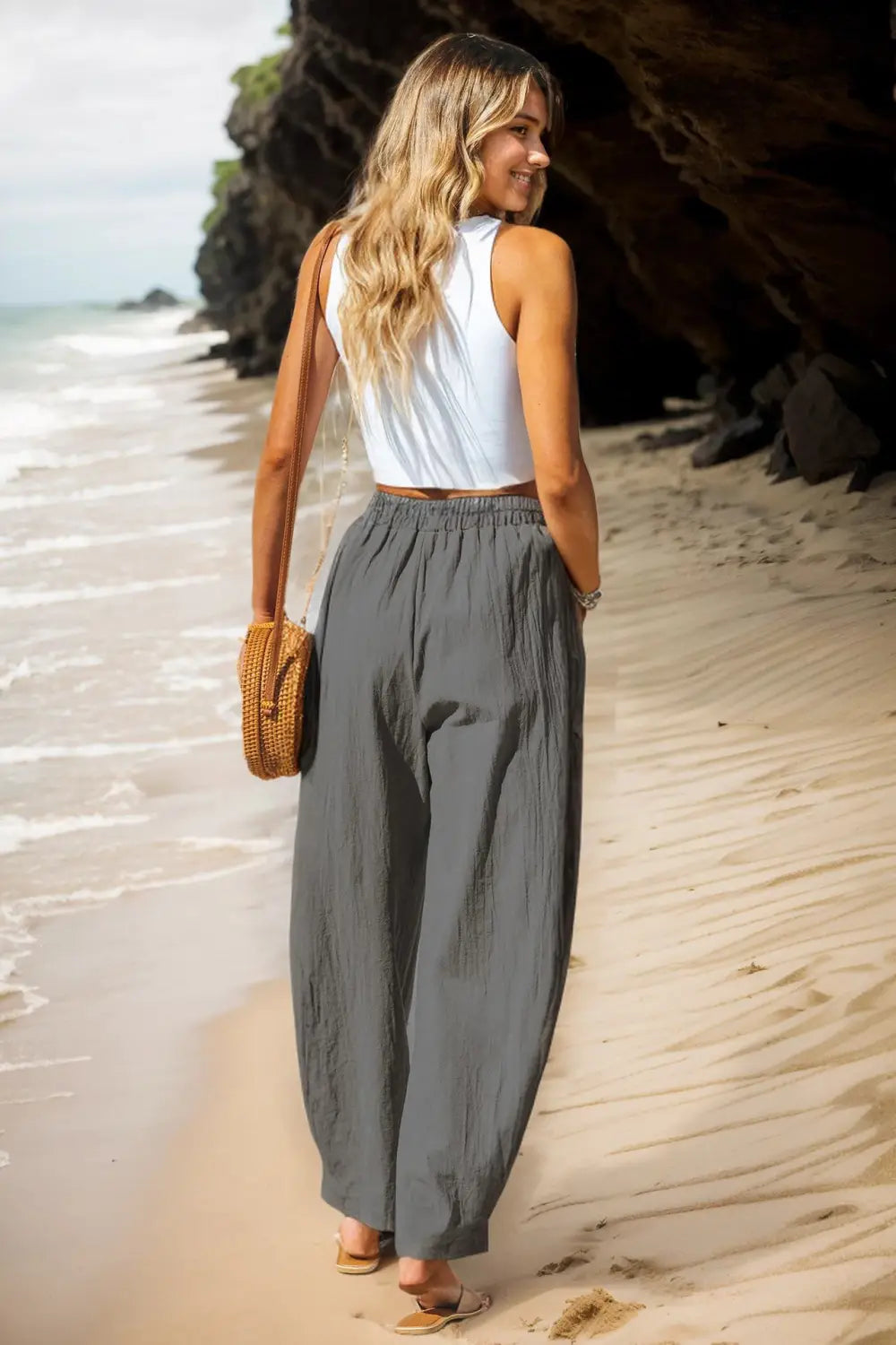 Women’s Cotton And Linen Casual Pants Vacation Style
