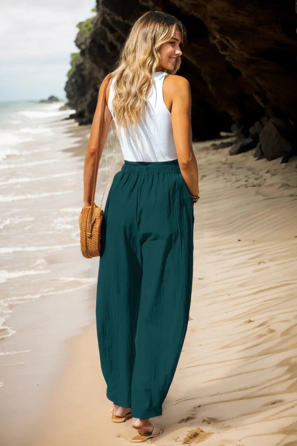 Women’s Cotton And Linen Casual Pants Vacation Style