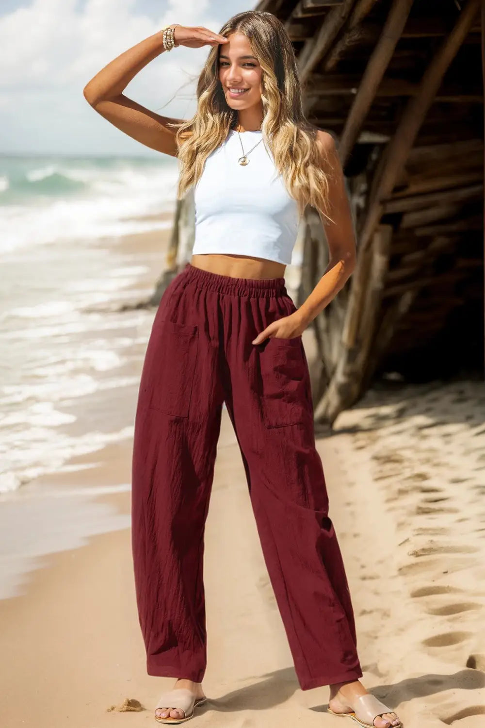 Women’s Cotton And Linen Casual Pants Vacation Style