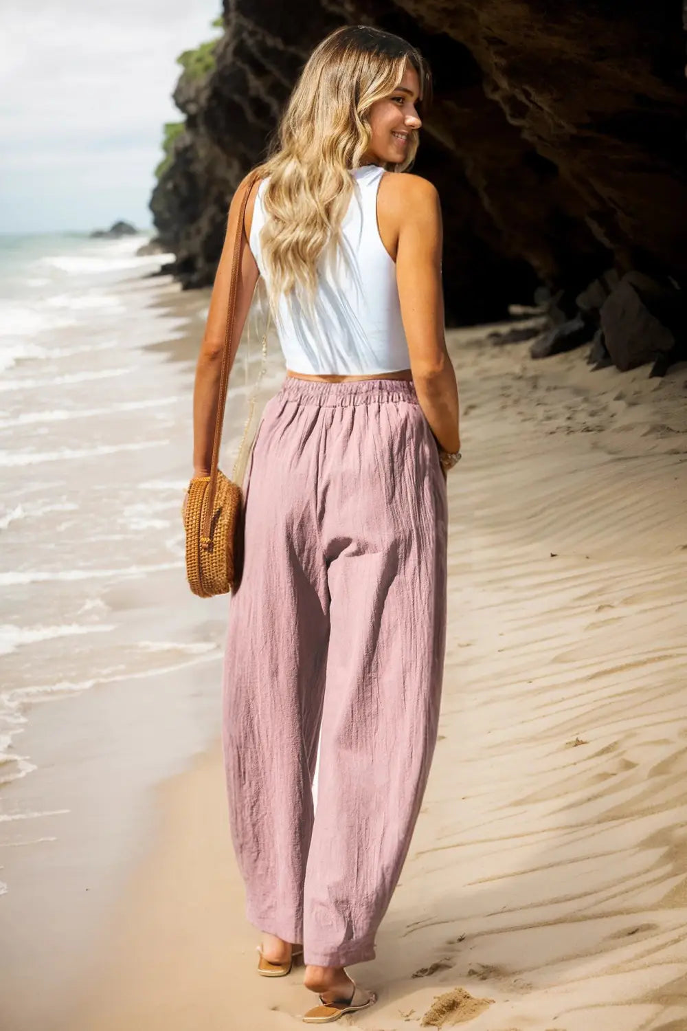 Women’s Cotton And Linen Casual Pants Vacation Style