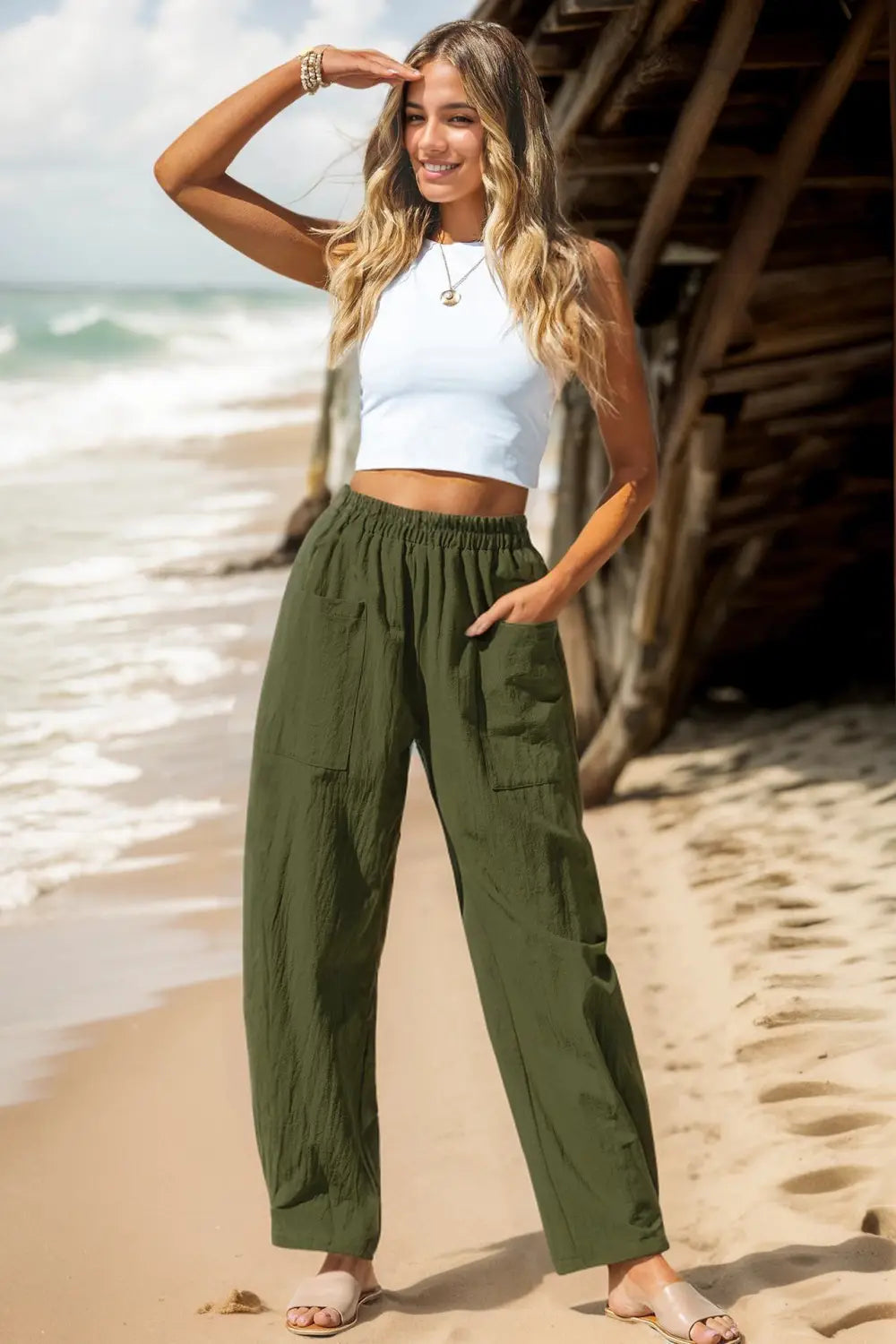Women’s Cotton And Linen Casual Pants Vacation Style