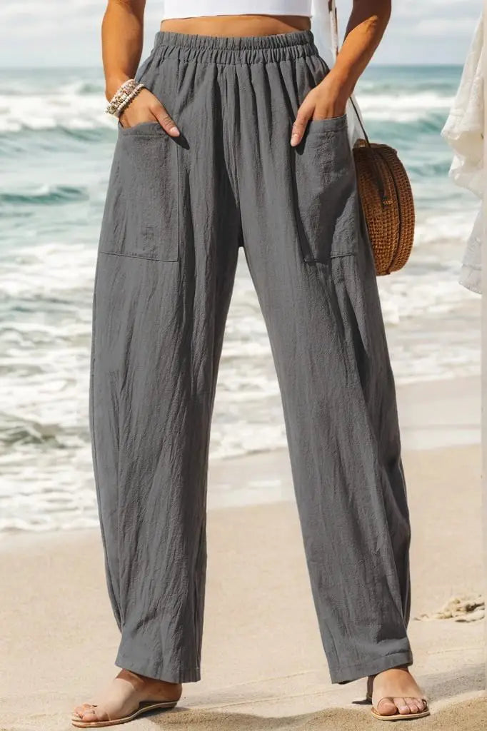 Women’s Cotton And Linen Casual Pants Vacation Style
