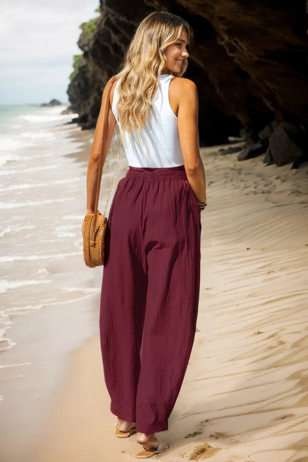 Women’s Cotton And Linen Casual Pants Vacation Style