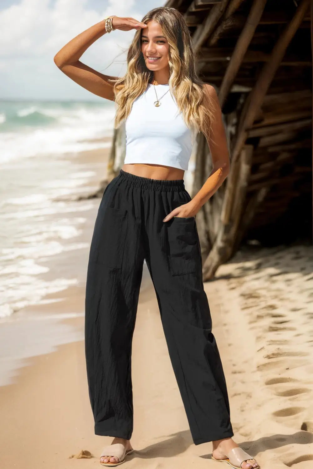 Women’s Cotton And Linen Casual Pants Vacation Style