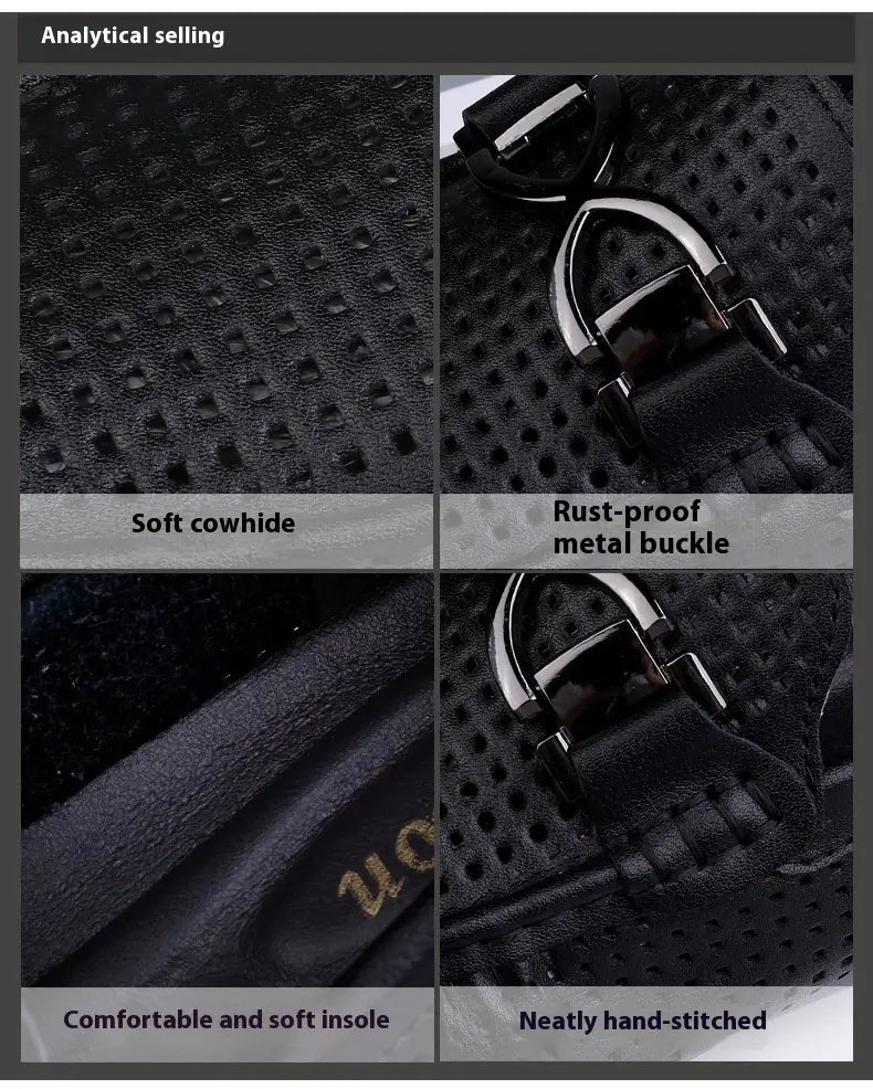 Breathable Thin Soft Bottom Soft Leather Men’s Sandals