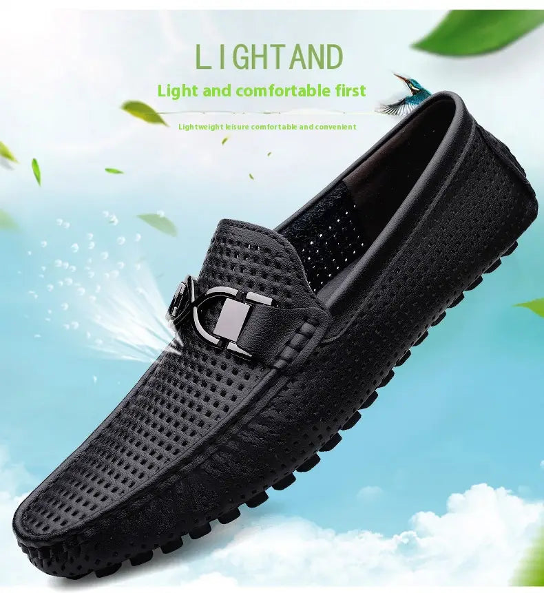 Breathable Thin Soft Bottom Soft Leather Men’s Sandals