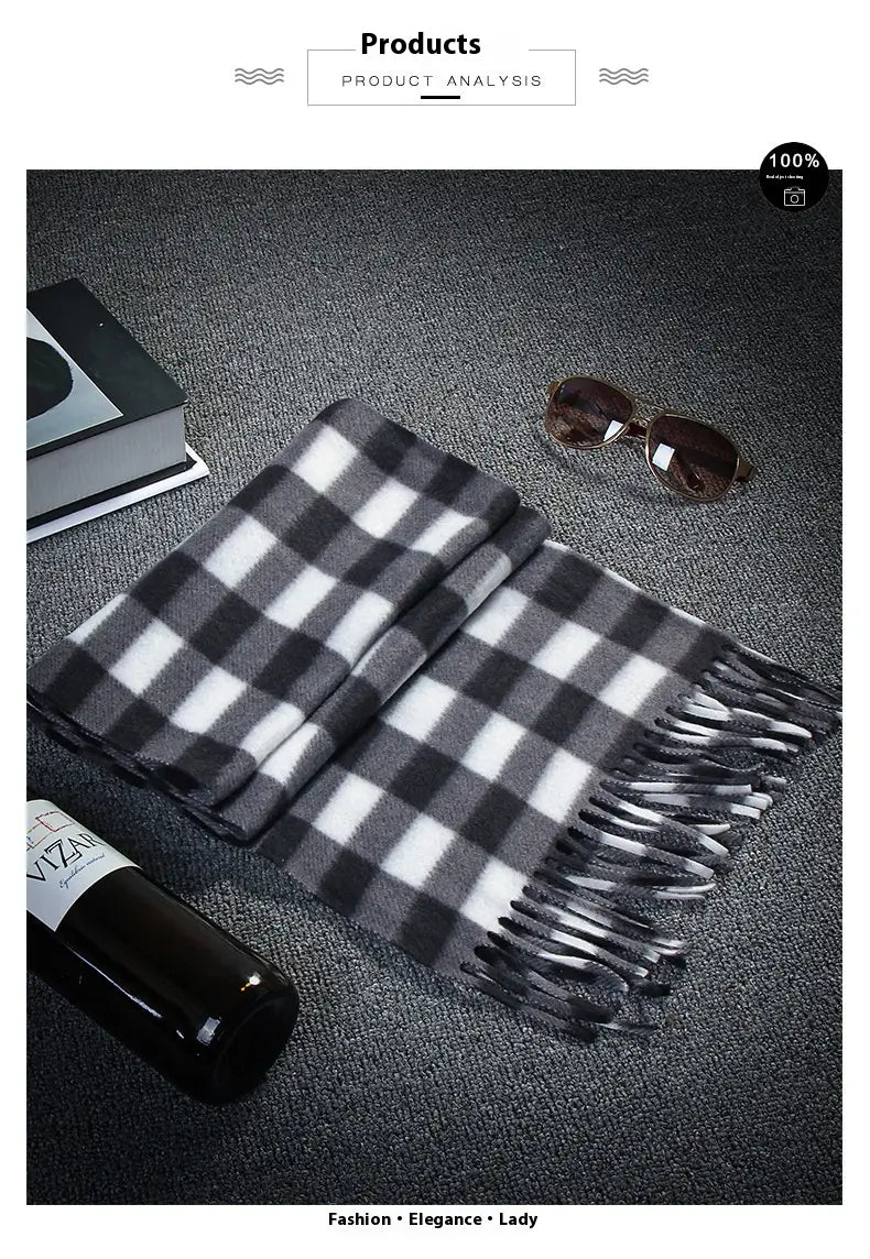 Autumn And Winter Black And White Plaid Plus-sized Thickening Thermal Men’s And Women’s Scarf