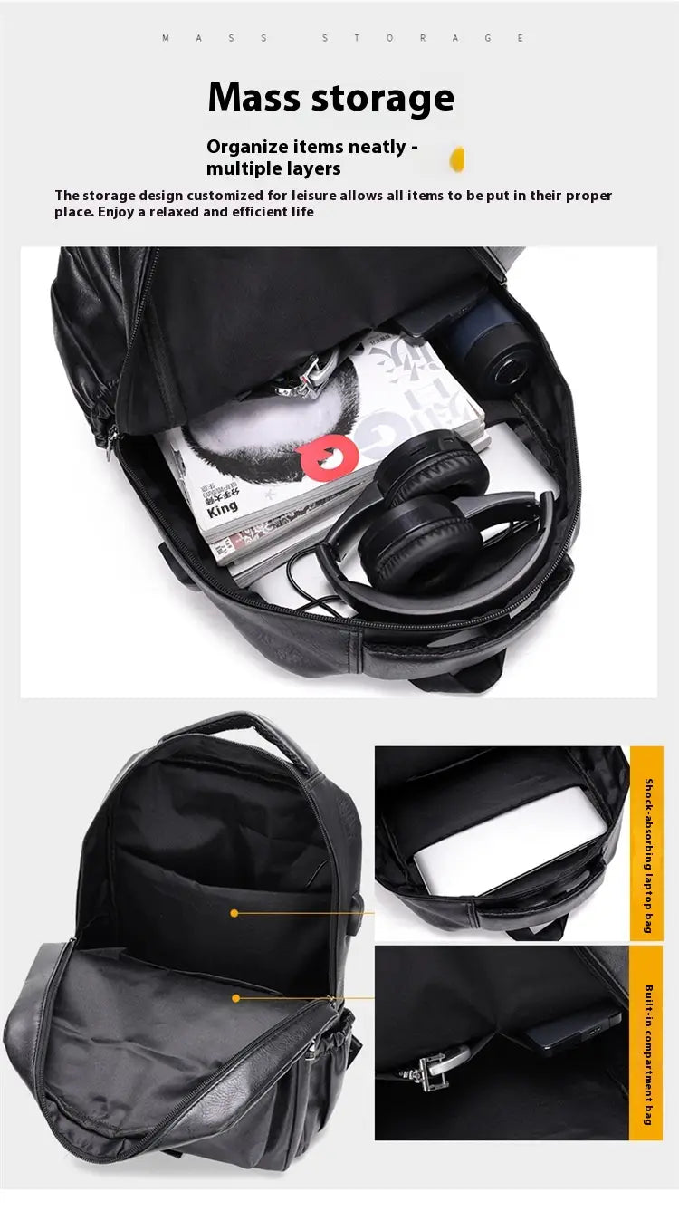 Multi-functional Retro Leather Backpack