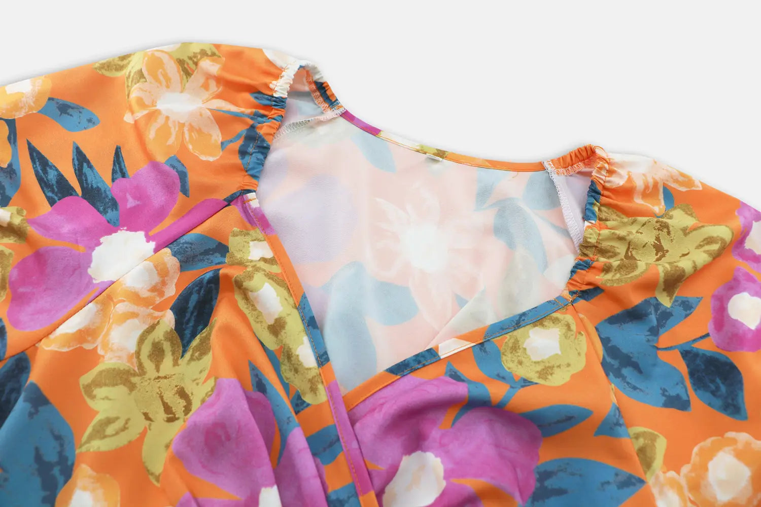 Flowers Print V-Neck Lantern-sleeve Dress Y2K Summer Vacation Beach Short Dresses Fashion Womens Clothing