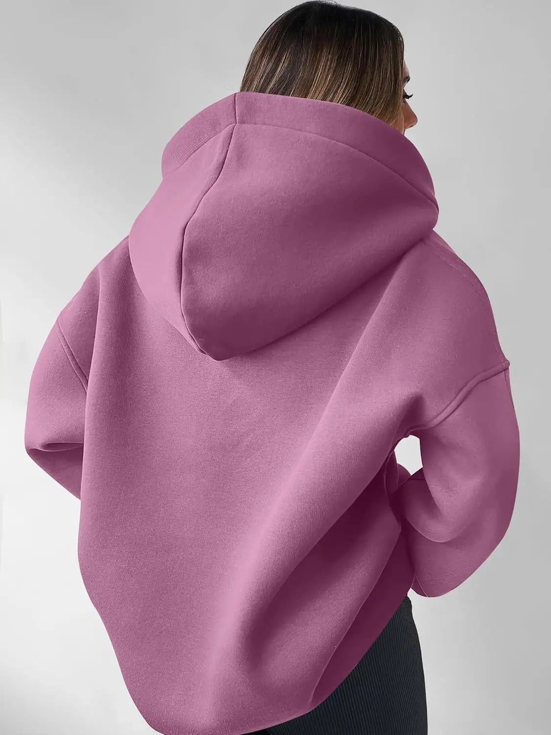 Women’s Solid Color Long Sleeve Hooded Solid Color Loose Sweater