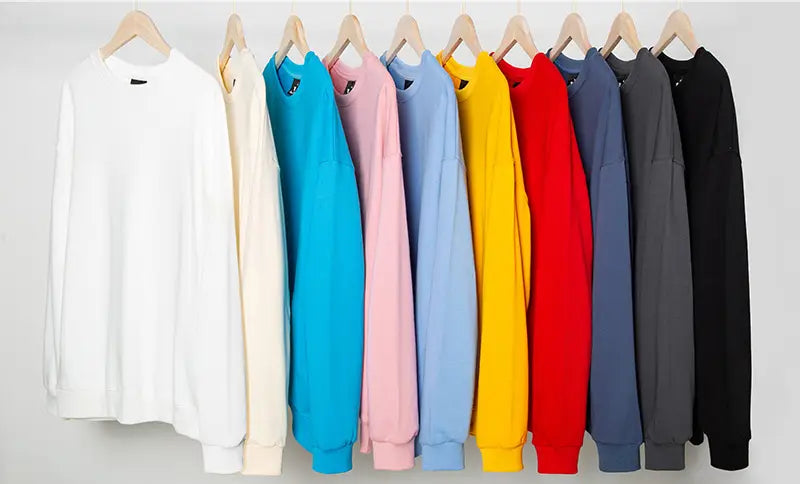 Men’s Solid Color Pullover Sweatshirt Loose Round-neck Top Couple College Style Solid Color Clothes