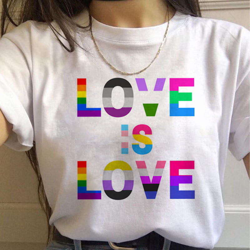 WomenT Shirts Gay Pride Rainbow Gay Short Sleeve Ladies T-shirt Girlfriends