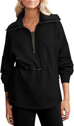 Women’s Super Plus Size Sweatshirt Half Zipper Drawstring