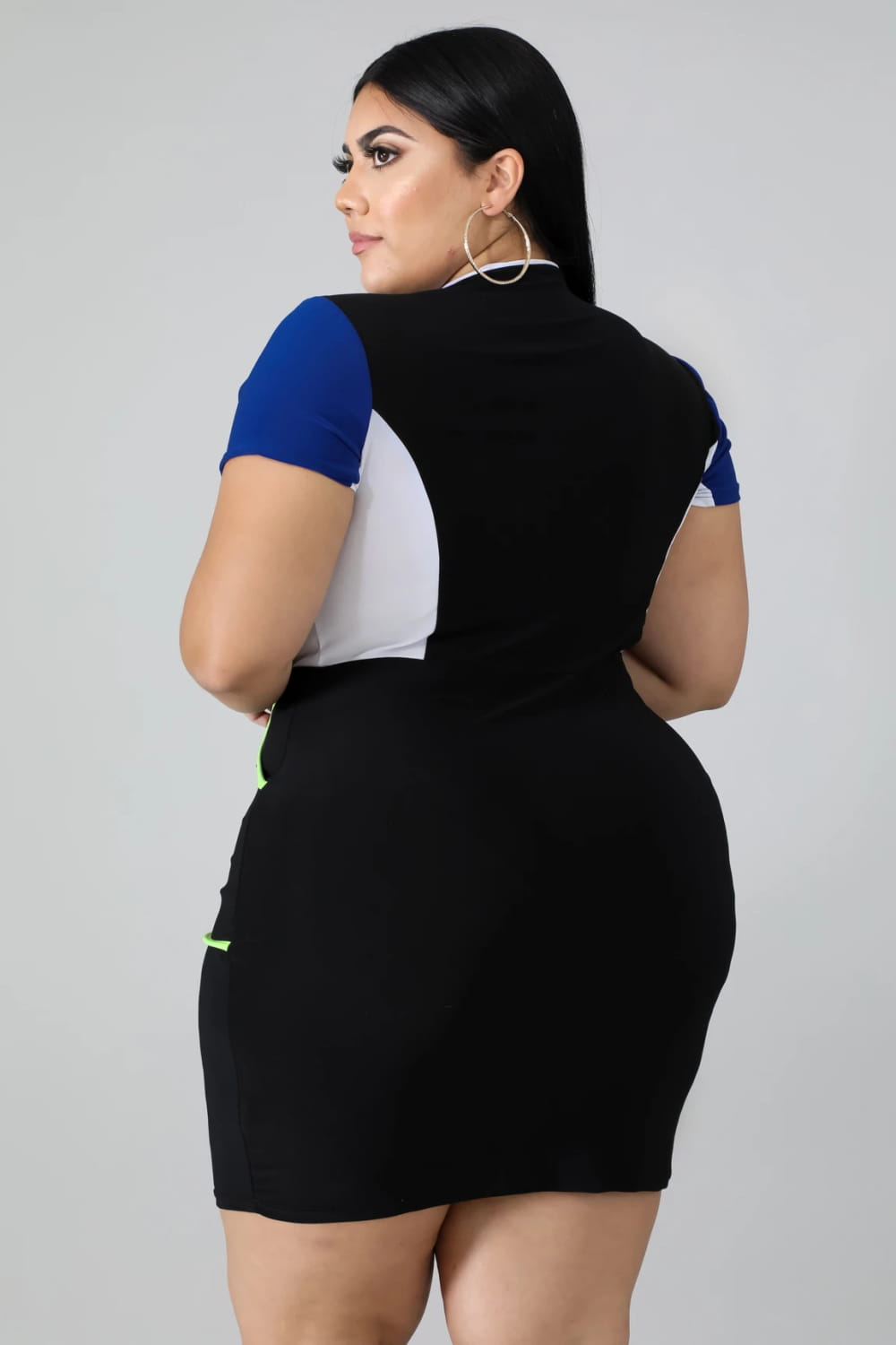 Plus Size Women’s Color Matching Dress