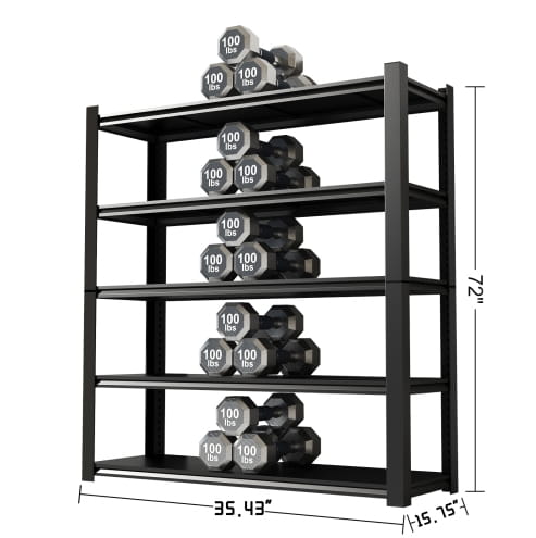 Wide Black Metal Shelves 15.75 inches